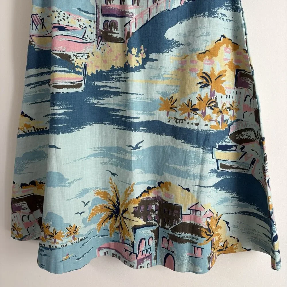 Boden Nancy Riviera Novelty Print Skirt (Sz 6 Long) A-line Knee Length Europe - Picture 7 of 9